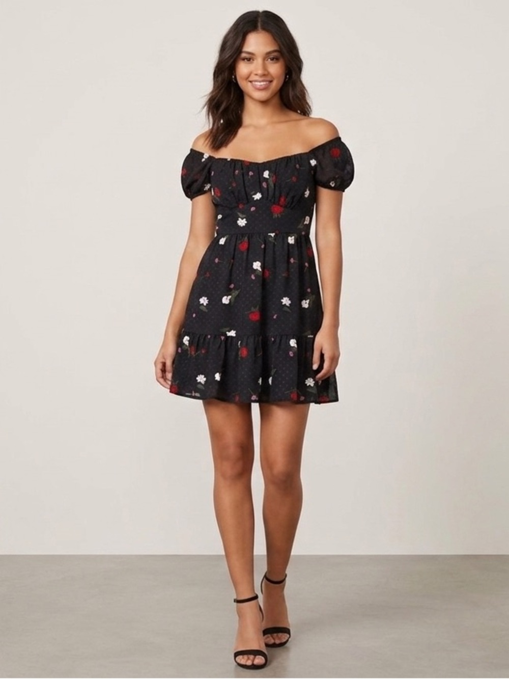 Floral Black Mini Dress
